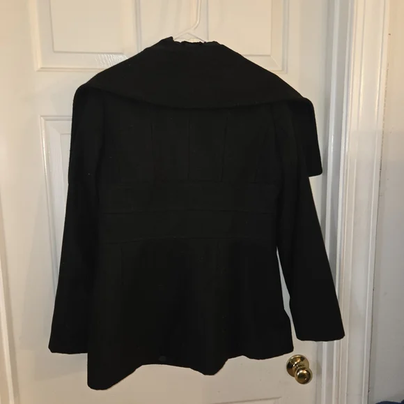 Black Cape Coat with Belted Waist - Picture 2 of 3